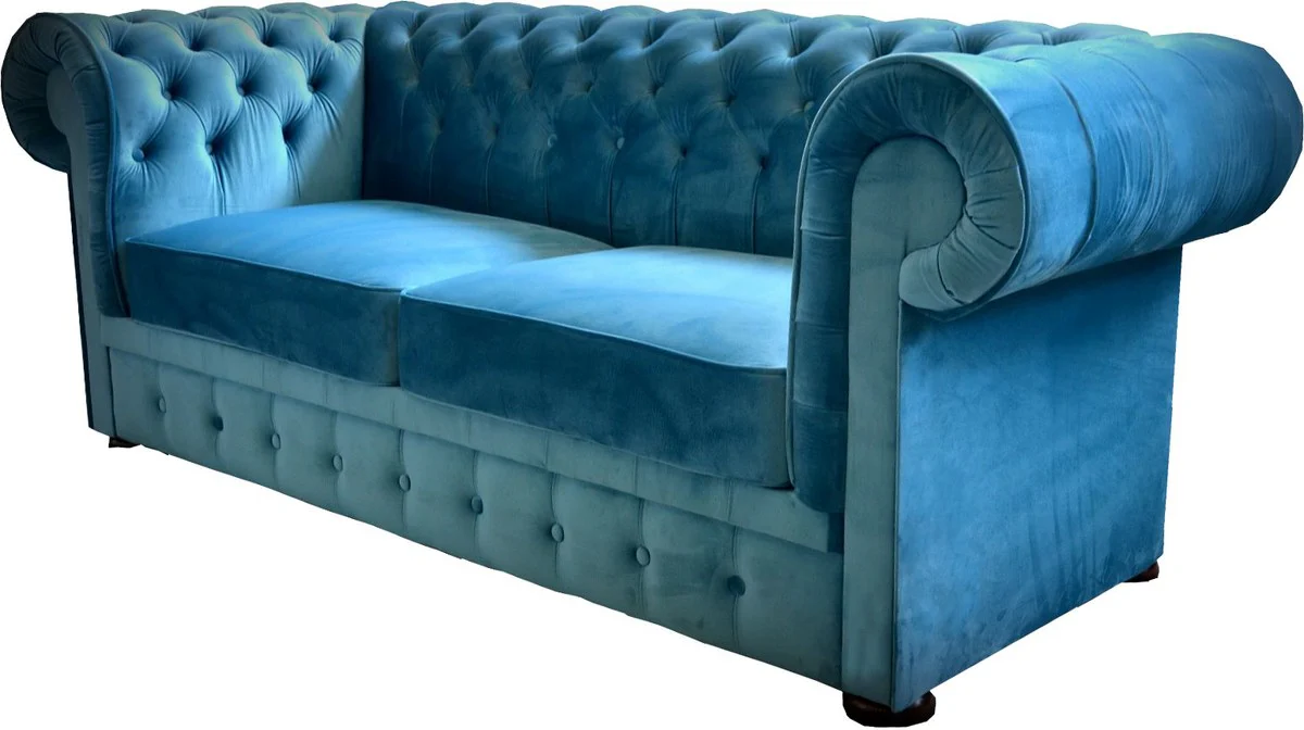 Sof¨¢ 2 plazas Chesterfield Casa Padrino en azul 160 x 90 x H. 78 cm - Sof¨¢ Chesterfield de lujo