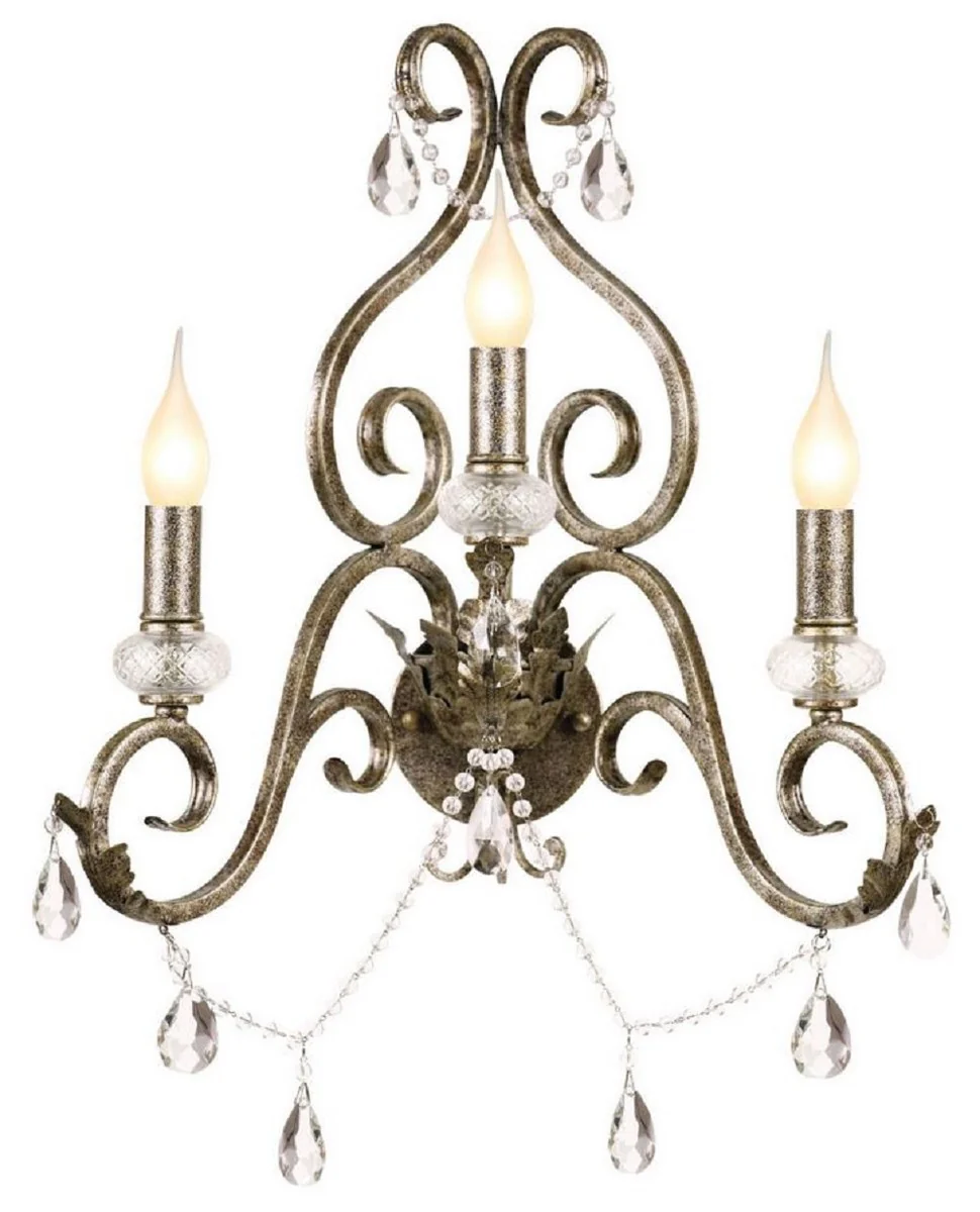Casa Padrino lámpara de pared de cristal barroco plata antigua 48 x A. 51 cm - Magnífica lámpara de pared de metal de estilo barroco - Luces barrocos - Noble y magnífica