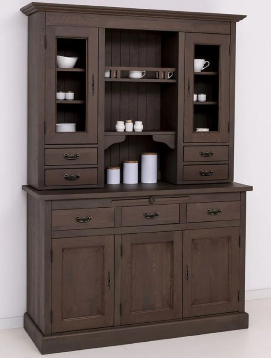 Casa Padrino armario de comedor de estilo campestre marr¨®n oscuro 138 x 50 x A. 197 cm - Armario de cocina de madera maciza - Muebles de comedor en estilo campestre