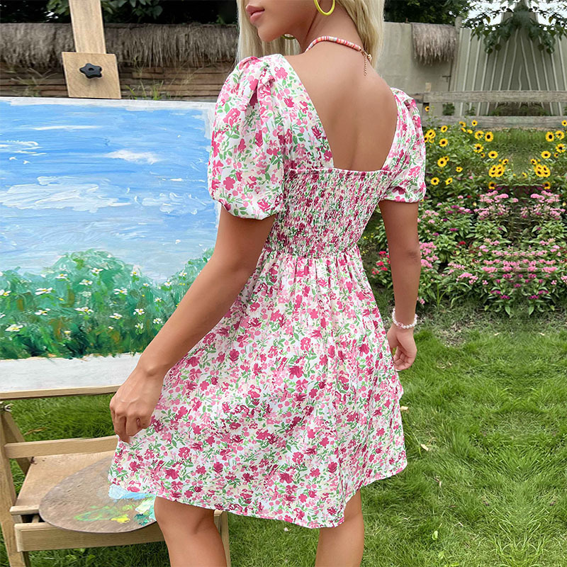 Women's Holiday Floral Print Slip Dress