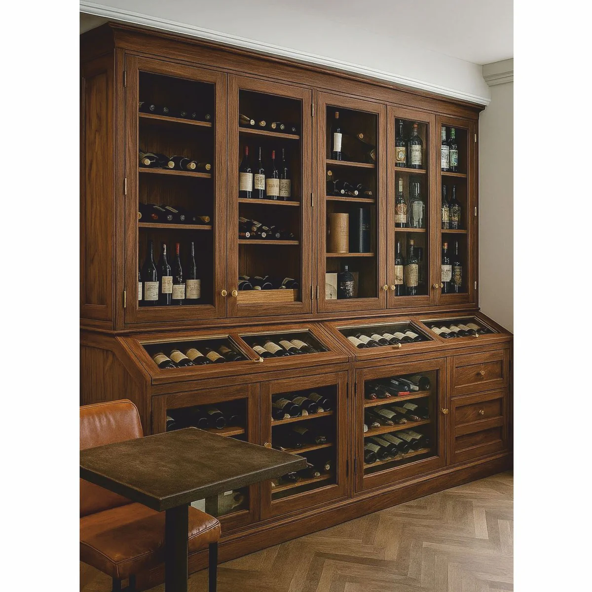 Casa Padrino gabinete de vino de estilo campestre marr¨®n oscuro 240 cm - Muebles de bar de estilo campestre