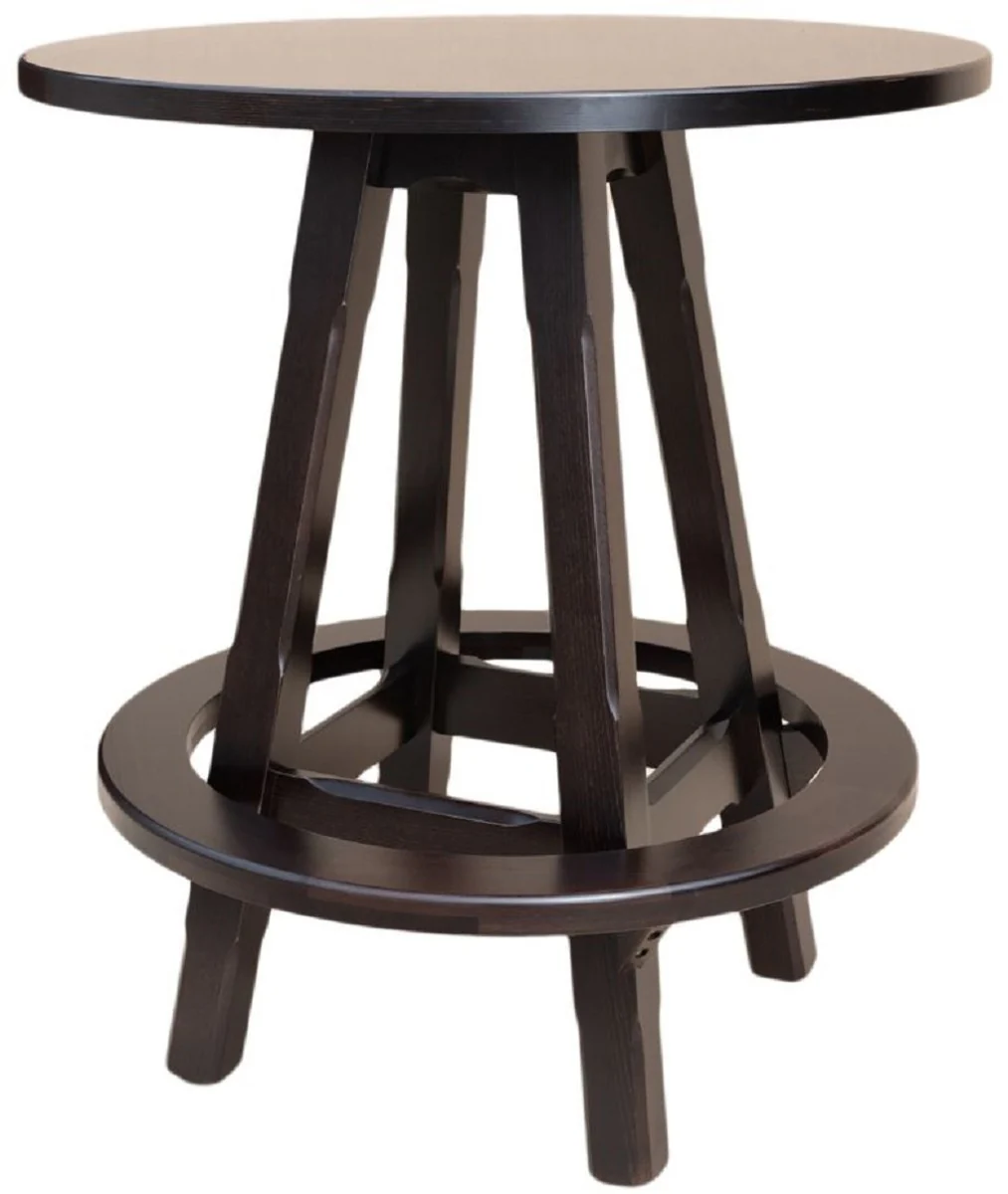 Casa Padrino mesa de bar de lujo con reposapiés marrón oscuro Ø 100 x A. 110 cm - Mesa redonda de madera maciza - Muebles de madera maciza - Mobiliario de bar - Mobiliario de gastronomía