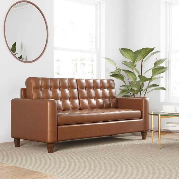 Milton 76�� Vegan Leather Square Arm Sofa