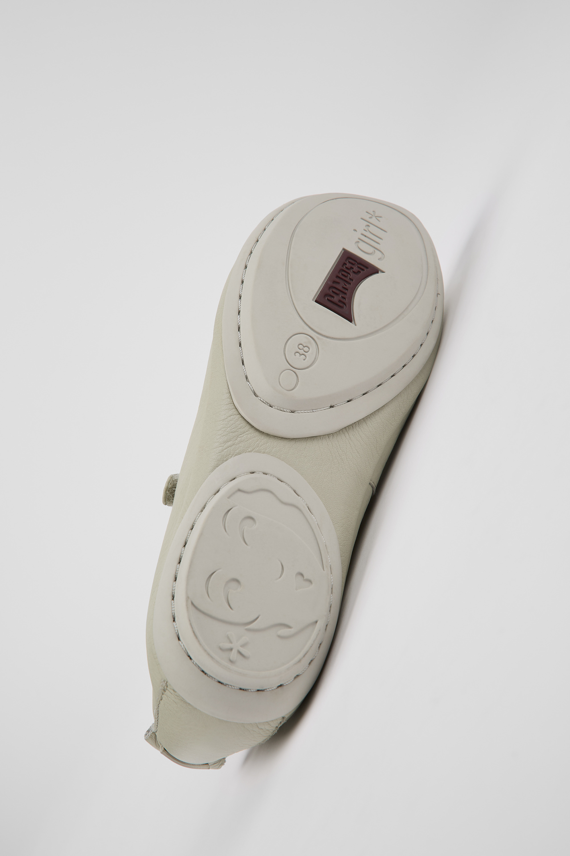 Right - Gray leather ballerinas for women