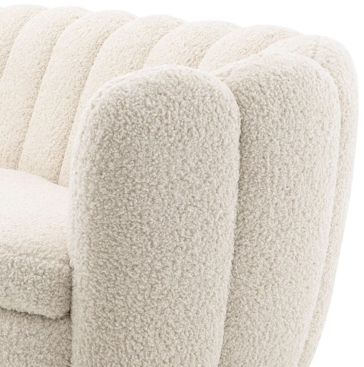 Casa Padrino sof¨¢ de sal¨®n de lujo con piel de cordero artificial blanco / lat¨®n 225 x 90 x A. 80 cm - Muebles de Lujo