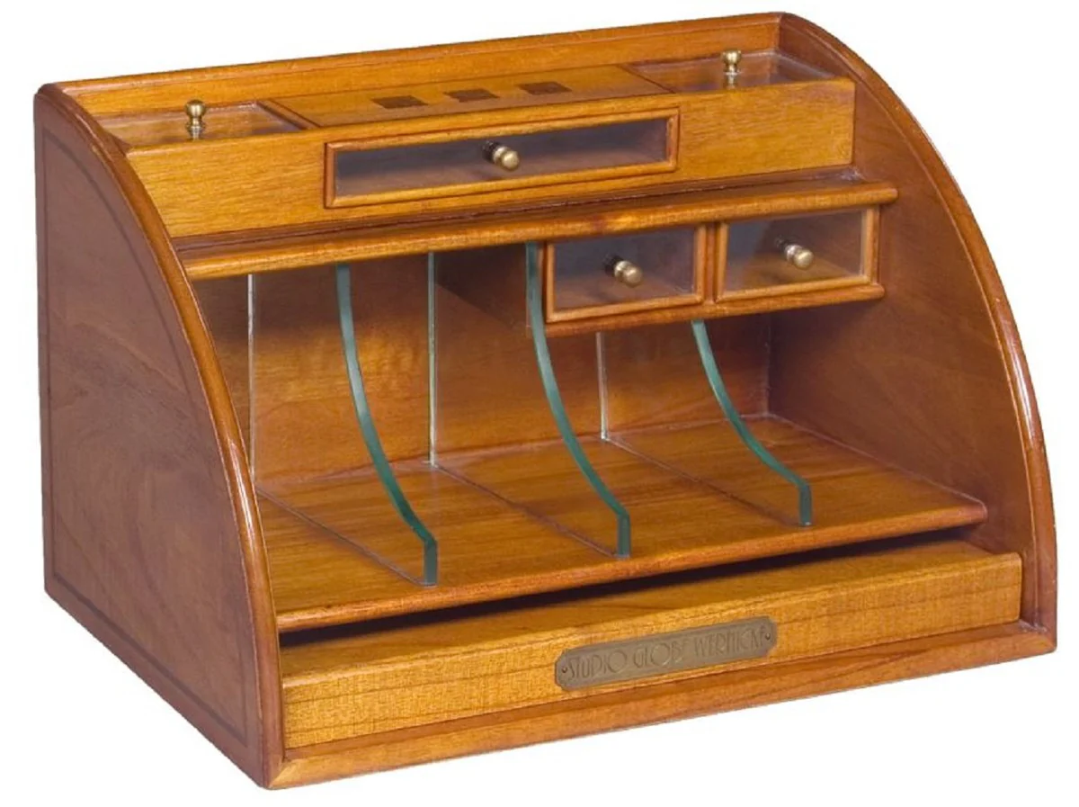 Casa Padrino caja organizadora de escritorio de lujo marr¨®n claro 37,5 x 25 x A. 24 cm - Elegante caja de oficina de madera maciza - Accesorios de Oficina y Escritorio de Lujo