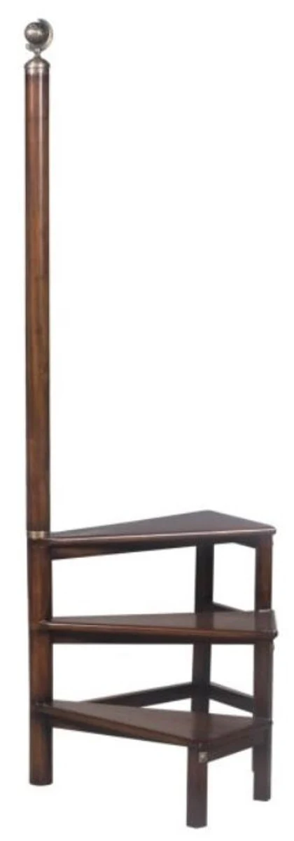 Casa Padrino escalera de biblioteca de madera maciza marr¨®n oscuro 53 x 53 x H. 163 cm - Colecci¨®n de Lujo