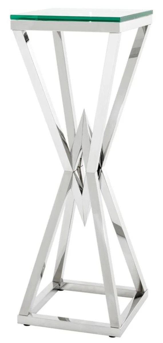 Columna de plata del acero inoxidable Casa Padrino mesa auxiliar de lujo de 35 x 35 x H. 101 cm - mesa de muebles de dise?o