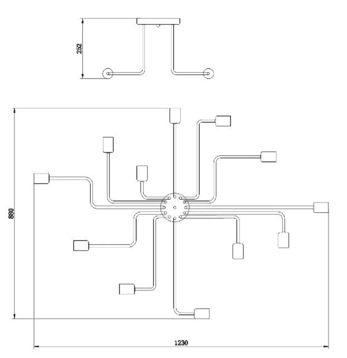 Casa Padrino lámpara de techo de diseñador negro 123 x 88 x H. 25,2 cm - Luz Moderna con Marco de Metal Revestido y un Estilo Inusual de Loft