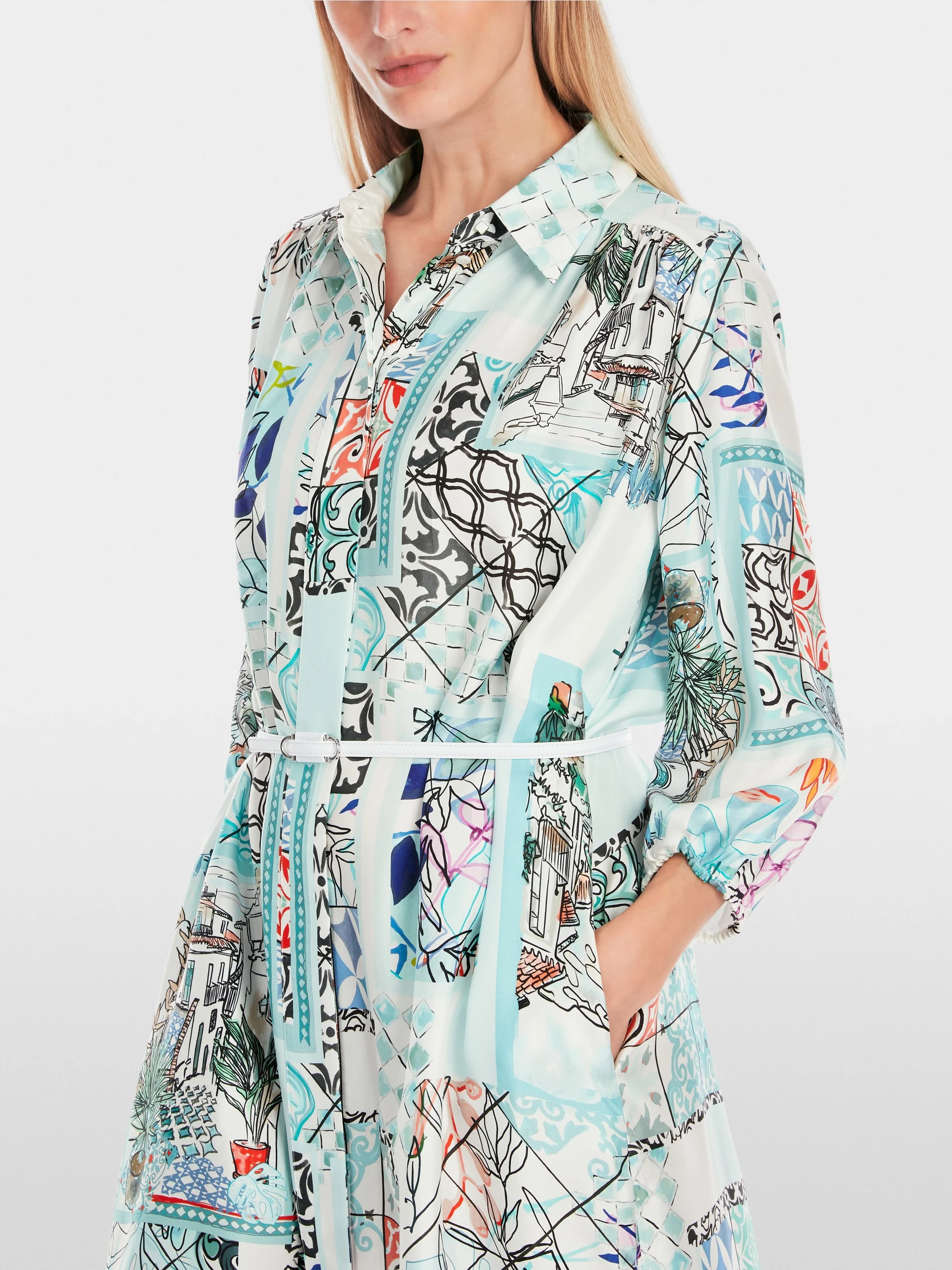 Marc-Cain Shirt dress in printed silk