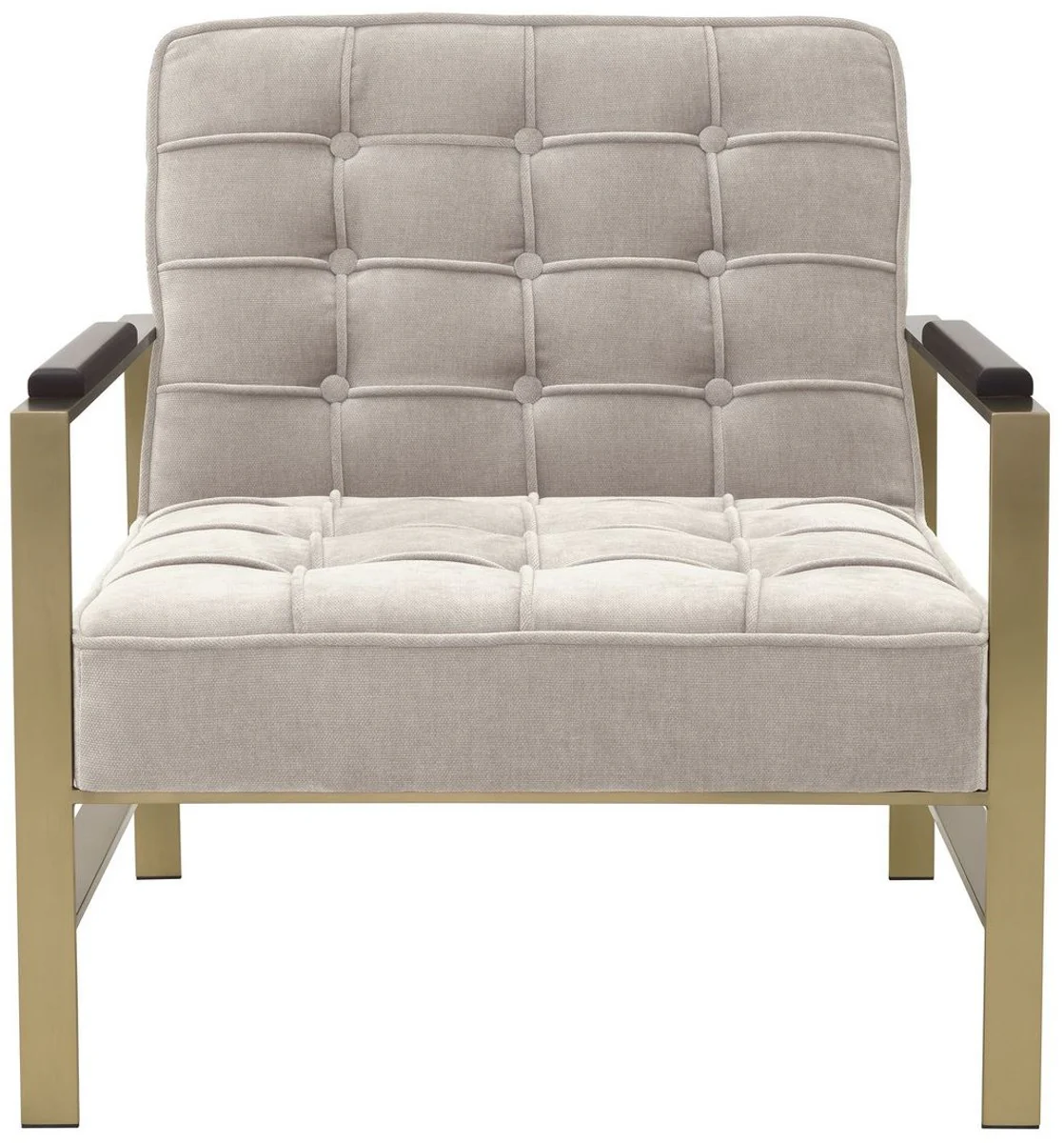 Casa Padrino sill¨®n de lujo arena / lat¨®n / negro 70,5 x 80,5 x A. 75 cm - Sill¨®n de sal¨®n con estructura de acero inoxidable - Muebles de sal¨®n de lujo