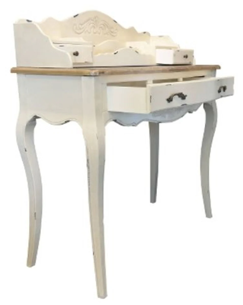 Casa Padrino Country Style Desk Antique White / Brown 90 x 40 x H. 102 cm - Desk in Shabby Chic Look