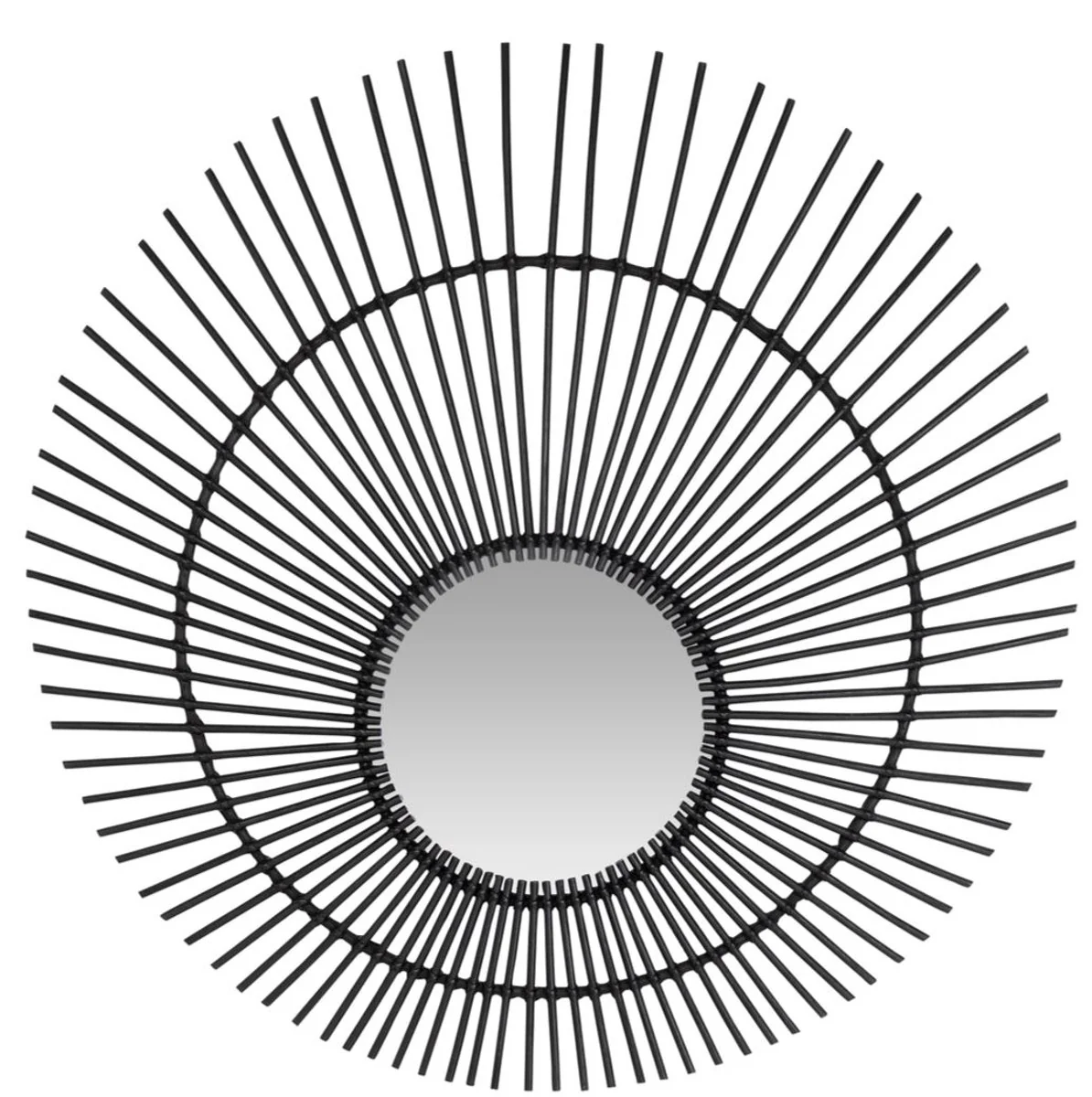 Casa Padrino espejo de mimbre de dise?o negro ? 120 cm - Espejo de Pared en Dise?o Solar