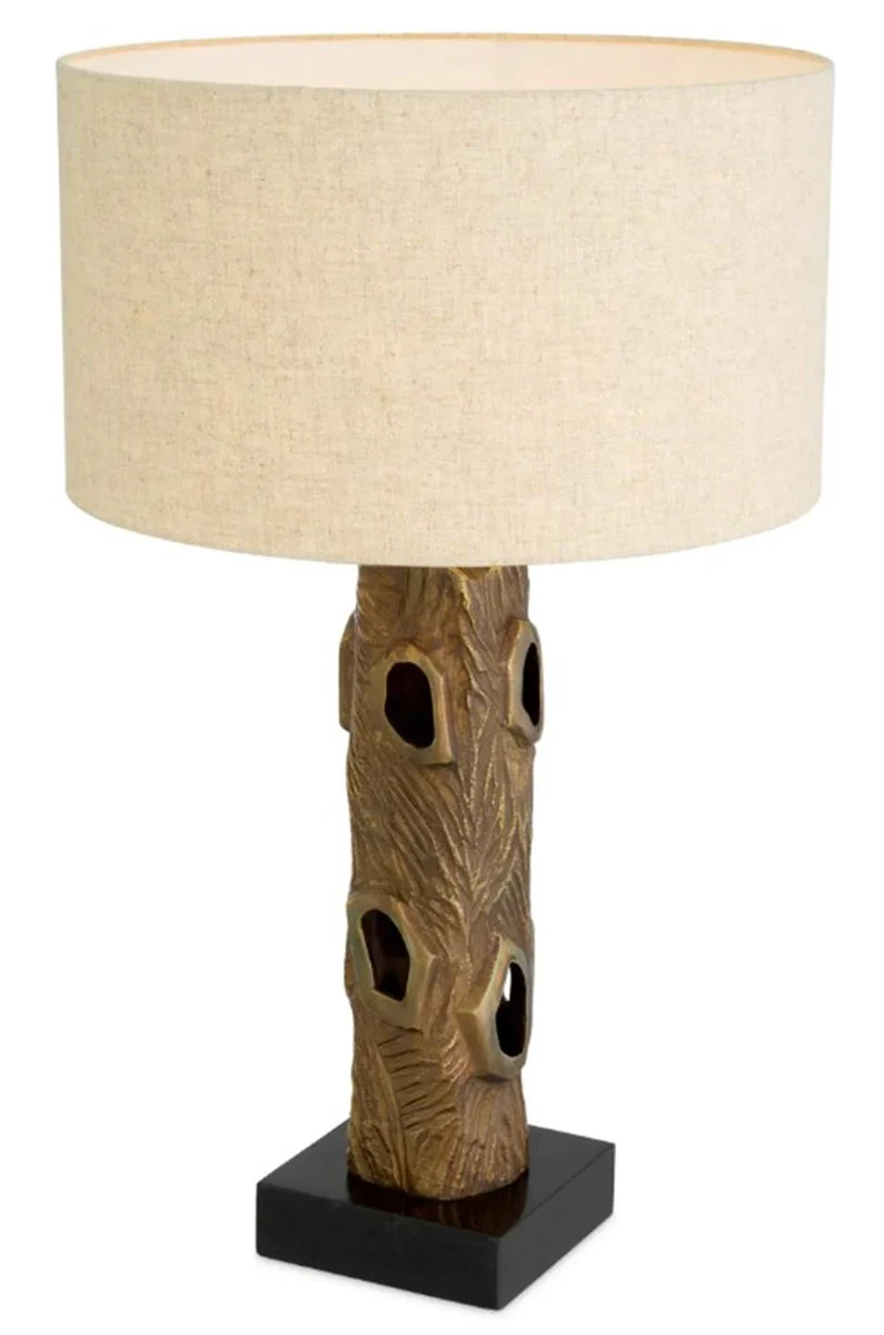 L¨¢mpara de mesa de lujo Casa Padrino acabado aspecto lat¨®n vintage / base de granito negro ? 45 cm x A. 74,5 cm