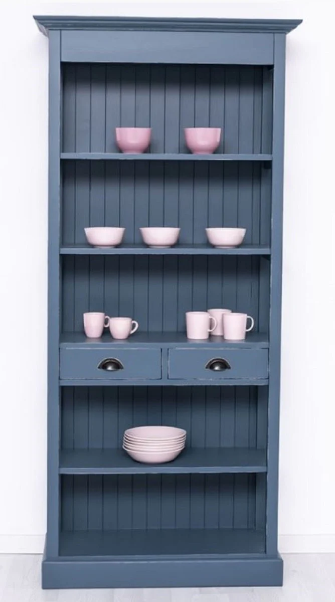 Casa Padrino armario de estilo campestre shabby chic azul antiguo 91 x 39 x A. 197 cm - Armario de comedor de estilo campestre - Muebles de madera maciza - Muebles de estilo campestre shabby chic