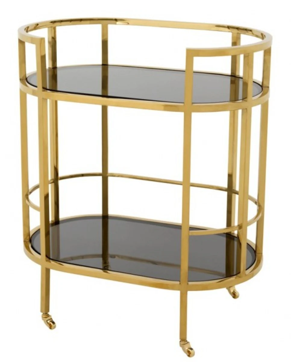Casa Padrino luxury Bar Trolley Stainless Steel Gold / black glass - Luxury Hotel & Restaurant Furniture