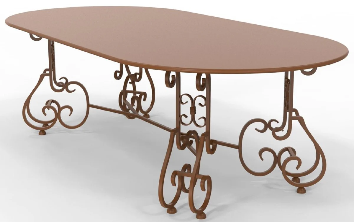 Casa Padrino mesa de jardín Art Nouveau 245 x 120 x A. 73,5 cm - Varios Colores - Mesa de jardín y terraza ovalada de hierro forjado - Muebles de jardín y terraza Art Nouveau de hierro forjado