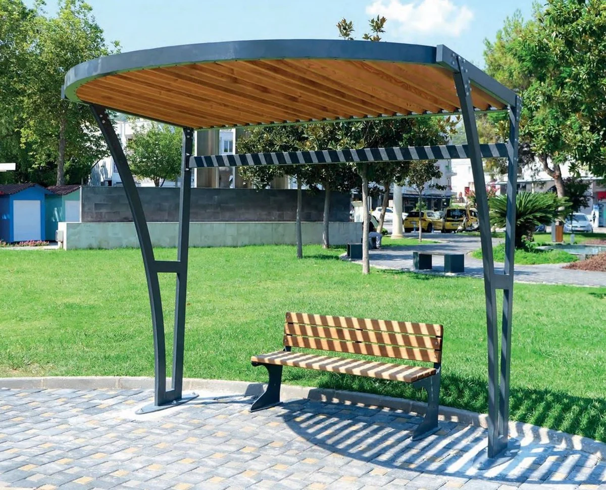 Casa Padrino p¨¦rgola gris / natural 300 x 220 x A. 265 cm - Muebles de parque y ciudad