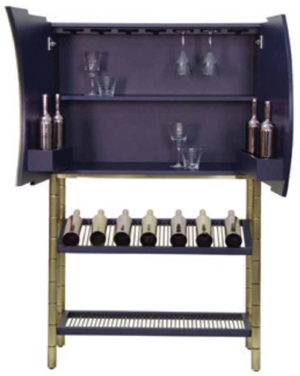 Casa Padrino armario bar de lujo negro / oro 100 x 44 x A. 160 cm - Armario del vino con 2 puertas - Armario de sal¨®n - Armario de bar - Muebles de Hotel