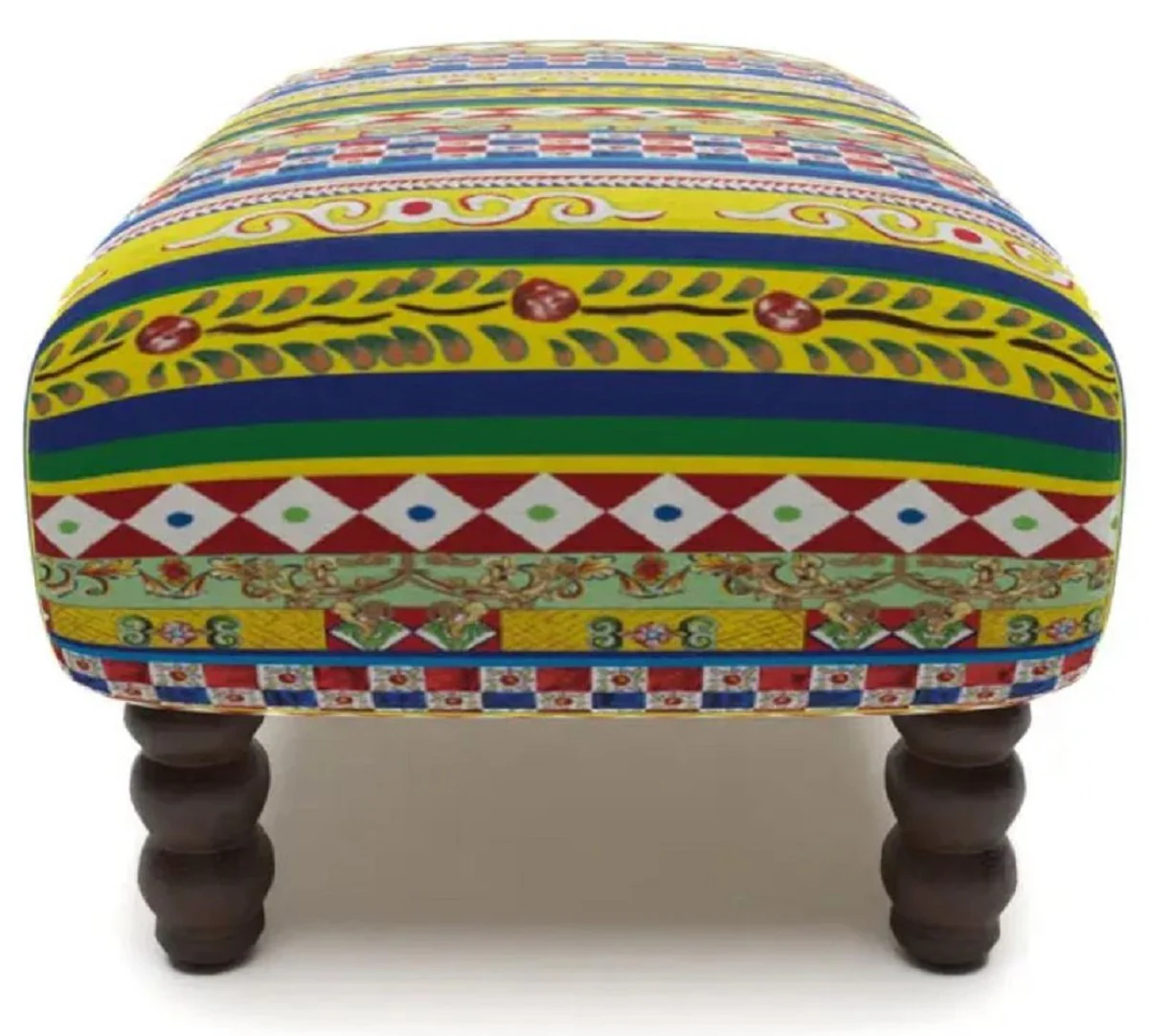 Casa Padrino Reposapi¨¦s de Lujo con Rayas Multicolor / Negro 77 x 55 x A. 45 cm - Taburete Rectangular de Terciopelo - Muebles de Sal¨®n - Muebles de Hotel - Muebles de Lujo - Int¨¦rieur de Lujo