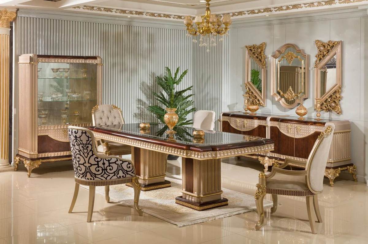 Casa Padrino vitrina barroco de lujo gris / marr¨®n oscuro / oro 135 x A. 187 cm - Muebles barrocos