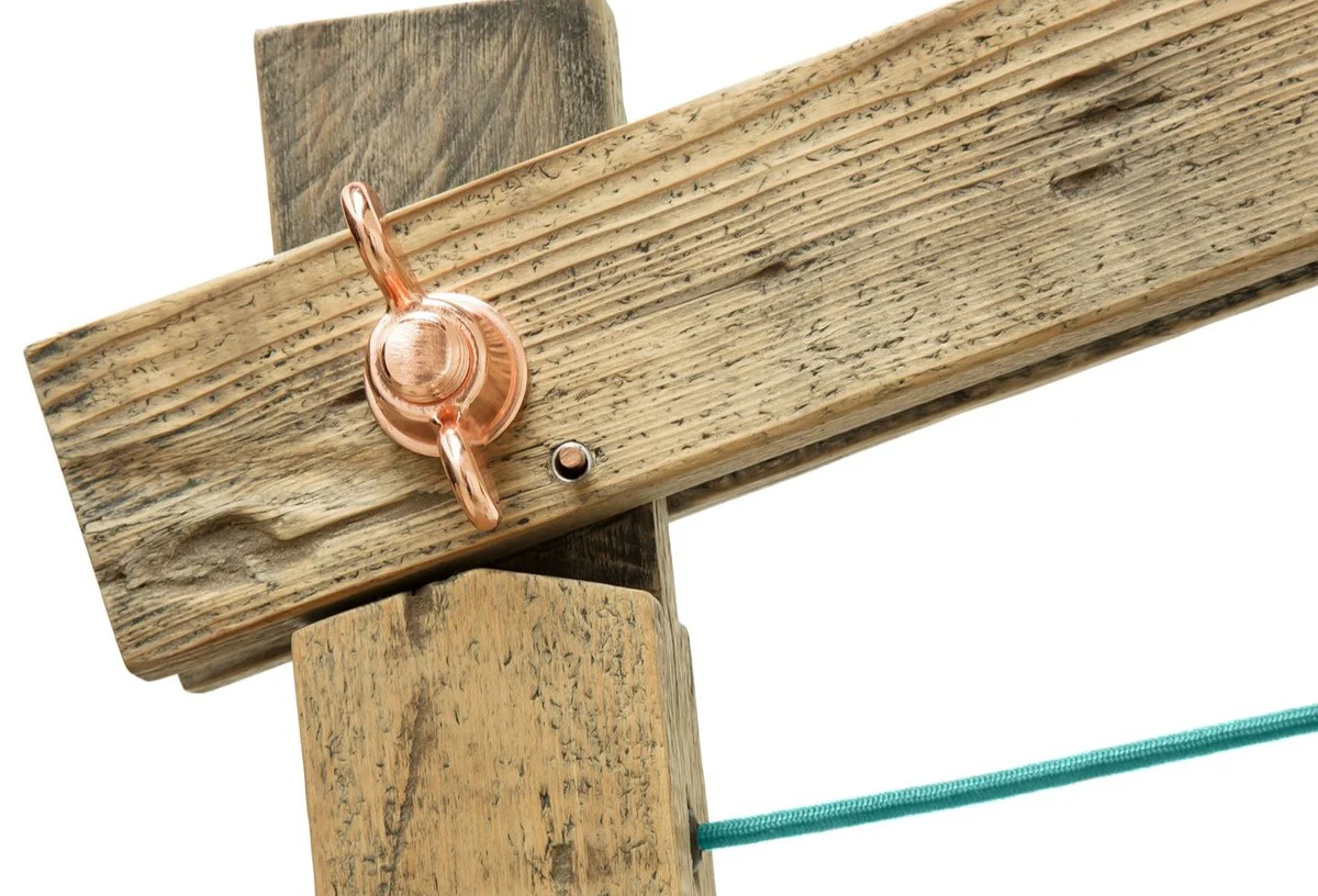 Casa Padrino lámpara de pie de madera de pino colores naturales 190 x 52 x H. 220 cm - Lámpara de Pie de Lujo con Cable Aqua Azul