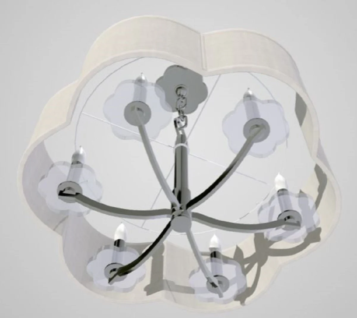 Casa Padrino araña de lujo en forma de hoja de trébol plata / crema Ø 66 x H. 39,4 cm - Calidad de Lujo