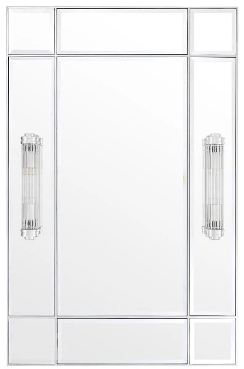 Casa Padrino espejo de pared de lujo con luz plata 90 x 13 x H. 140 cm - Calidad de Lujo