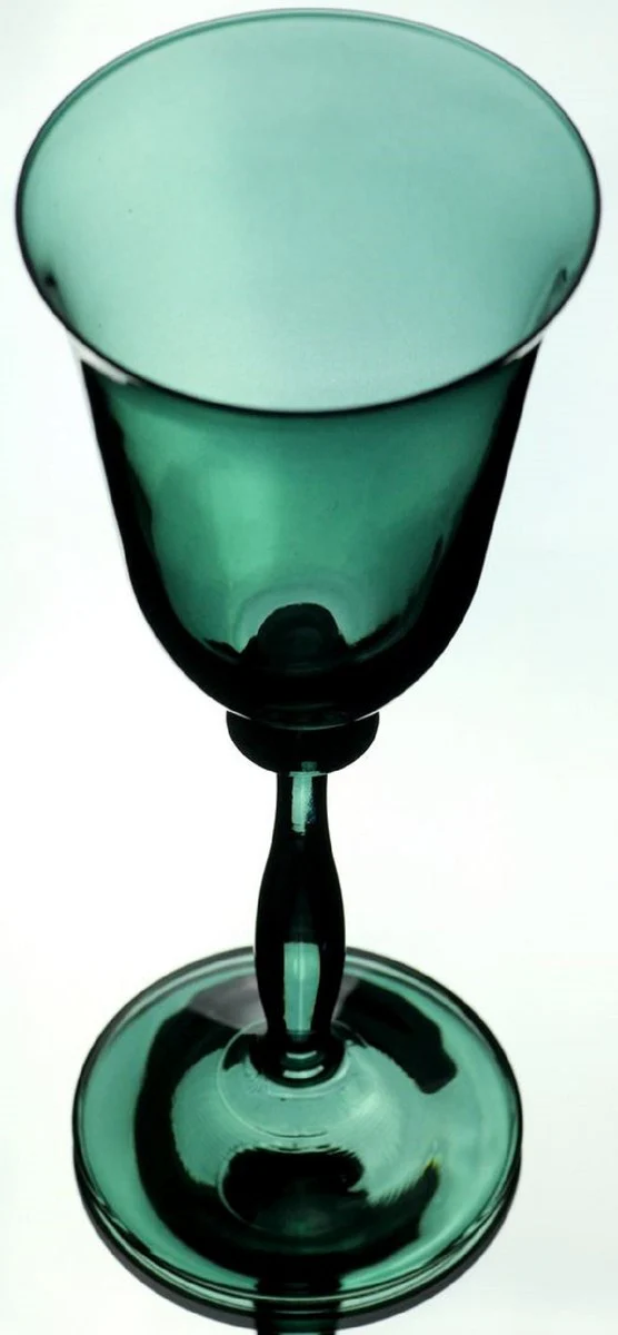 Casa Padrino conjunto de 6 copas de vino blanco barroco de lujo verde ? 8,5 x A. 21 cm - Copas de vino hechas a mano - Accesorios para Hoteles y Restaurantes - Calidad de Lujo