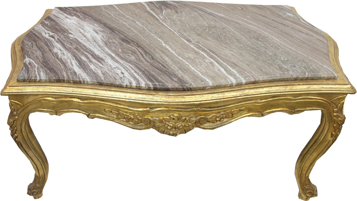 Mesa de centro barroca de oro de Casa Padrino con encimera de m¨¢rmol insertada - mesa de sal¨®n de muebles estilo antiguo