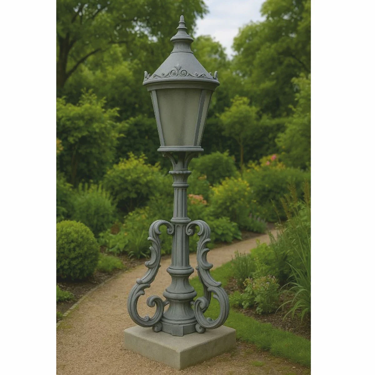 Casa Padrino l¨¢mpara de pedestal barroco gris A. 157 cm - Iluminaci¨®n exterior de estilo barroco