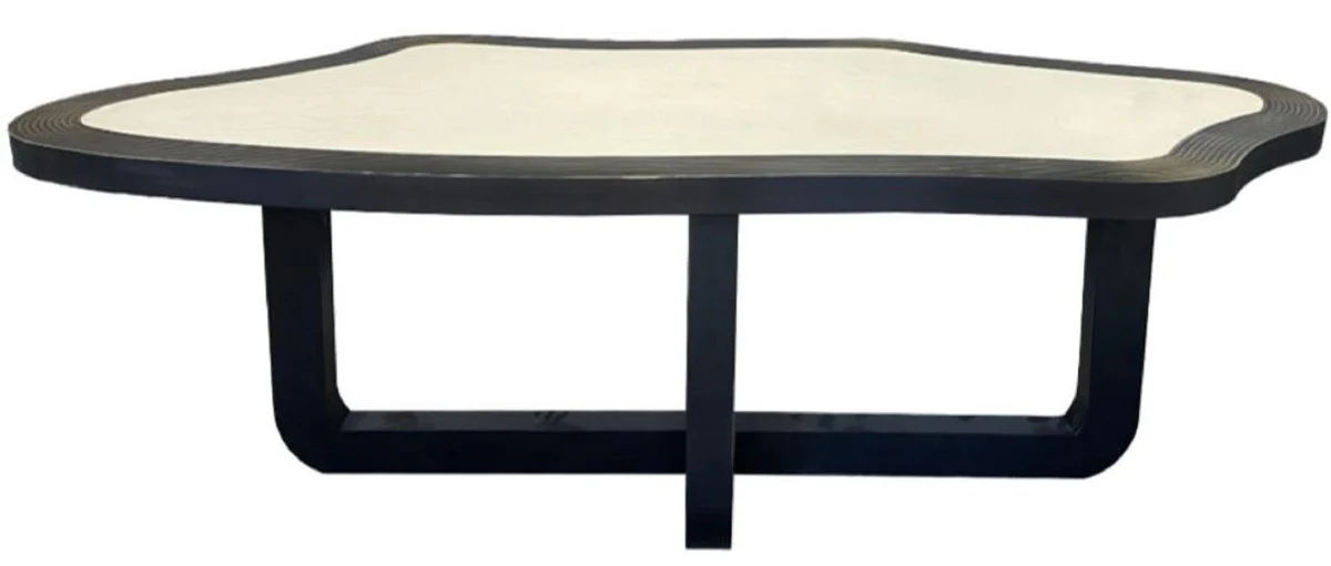 Casa Padrino mesa de comedor de lujo gris / negro 220 x 100 x A. 76 cm - Mesa de cocina maciza - Muebles de comedor - Muebles de cocina - Muebles de lujo