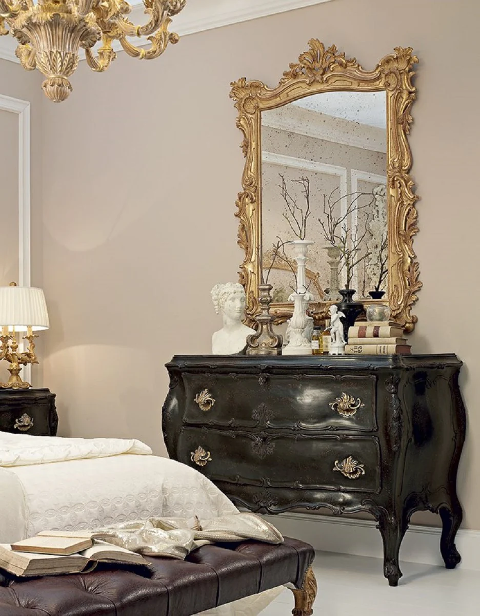 Casa Padrino espejo barroco de lujo oro antiguo - Espejo de pared hecho a mano de estilo barroco italiano con cristal de espejo antiguo - Muebles barrocos - Hecho en Italia