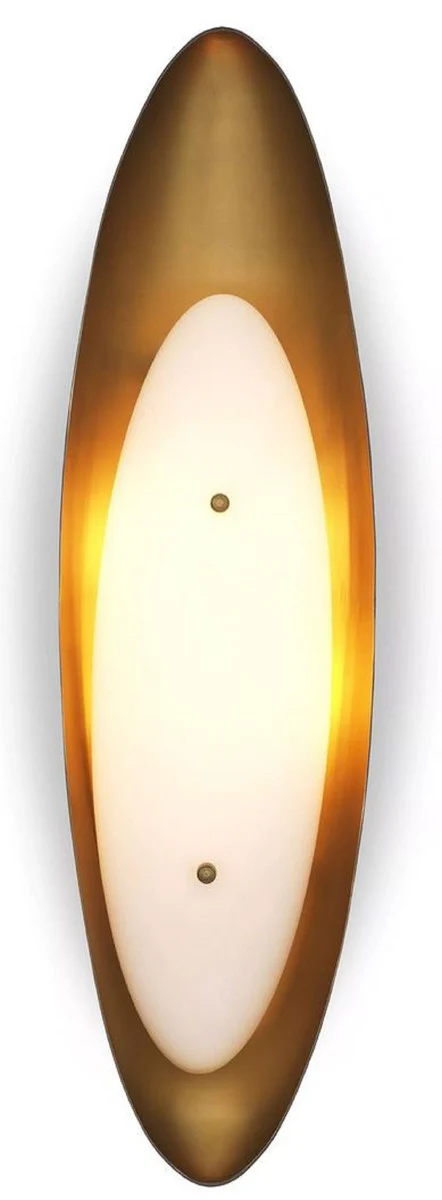 Casa Padrino lámpara de pared de lujo latón antiguo / blanco 16 x 13 x A. 59 cm - Lámpara de pared de salón con pantalla de vidrio - Luces de lujo - Calidad de lujo