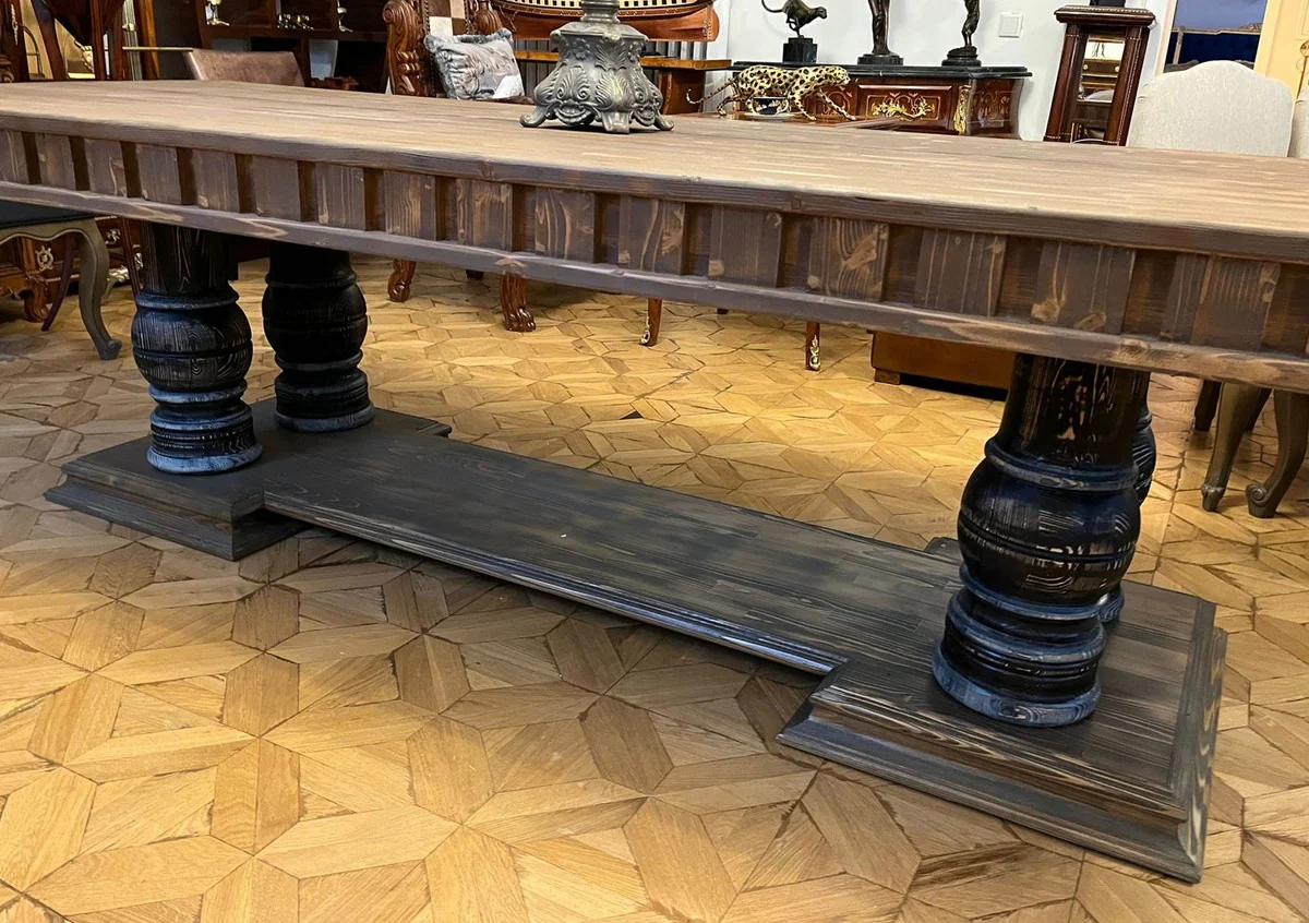 Casa Padrino mesa de comedor da estilo campestre marr¨®n antiguo 300 x 110 x A. 78 cm - Mesa de cocina de r¨²stica - Muebles de comedor r¨²sticos - Muebles de comedor de estilo campestre