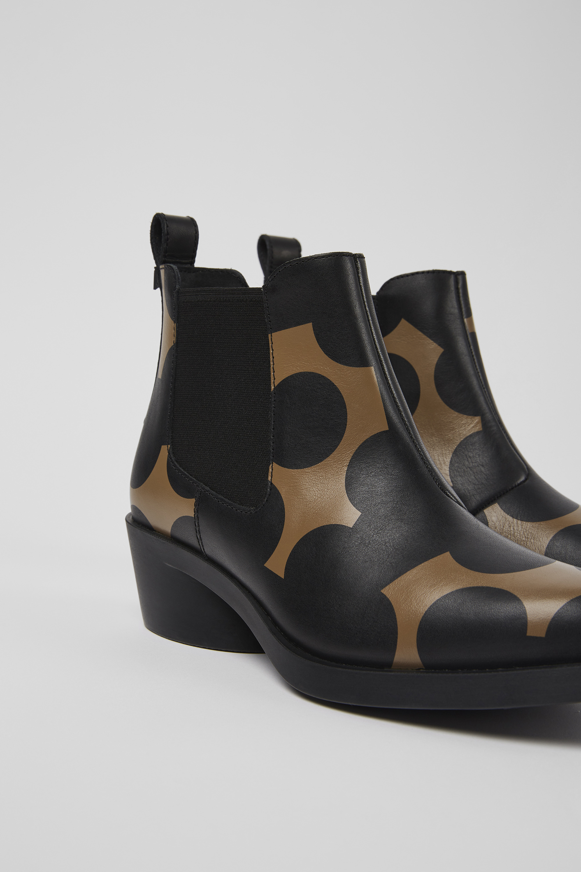 Twins - Black and brown leather ankle boots for women