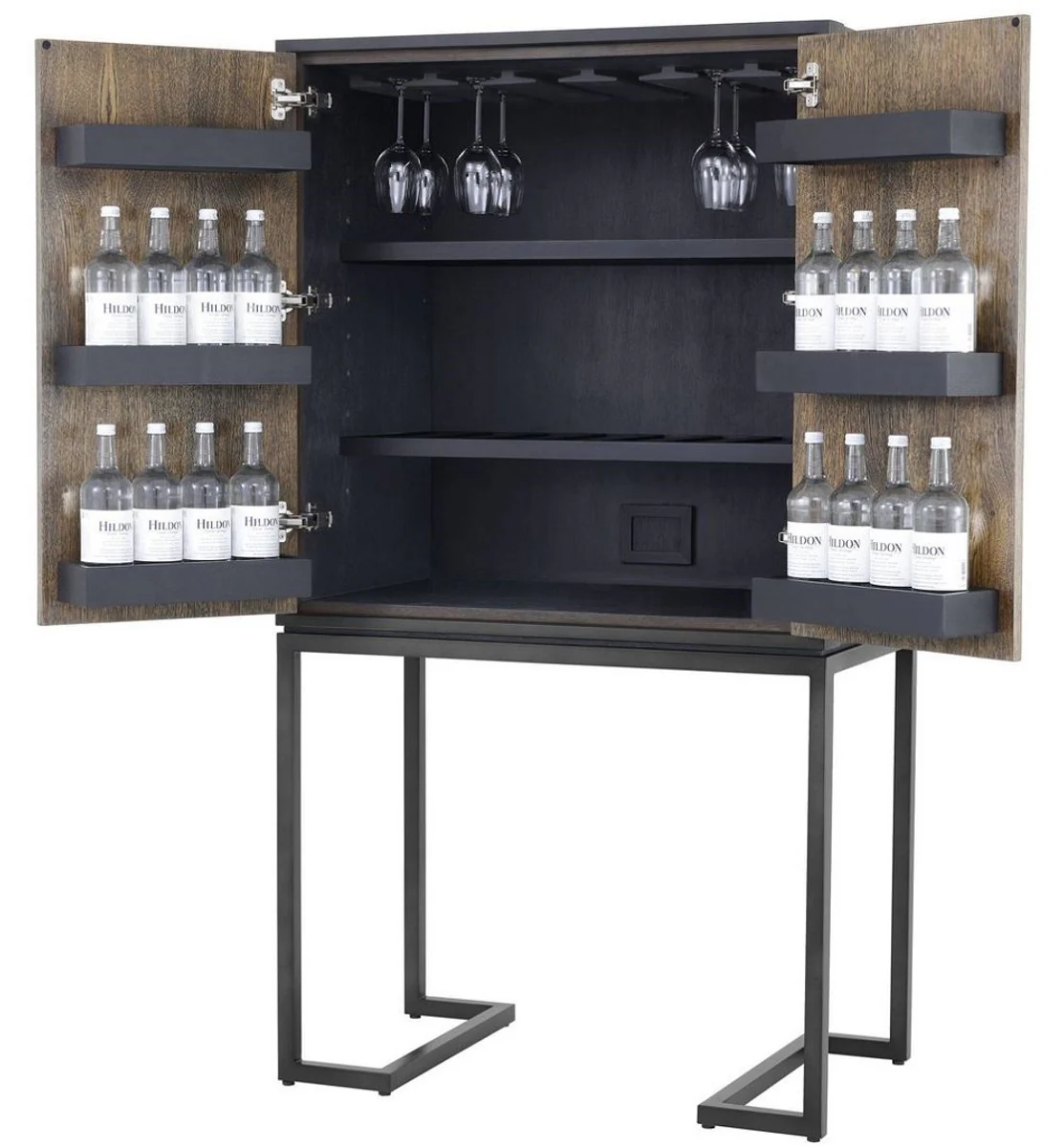 Casa Padrino gabinete de vino de lujo con 2 puertas marr¨®n / marr¨®n oscuro / negro 95 x 58 x H. 168.5 cm - Muebles de Bar - Calidad de Lujo