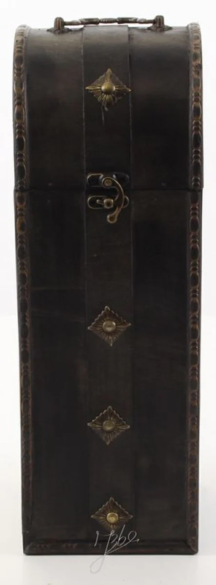 Casa Padrino Funda de Vino Art Deco Negro 14,5 x 12,5 x H. 37 cm - Caja de Madera