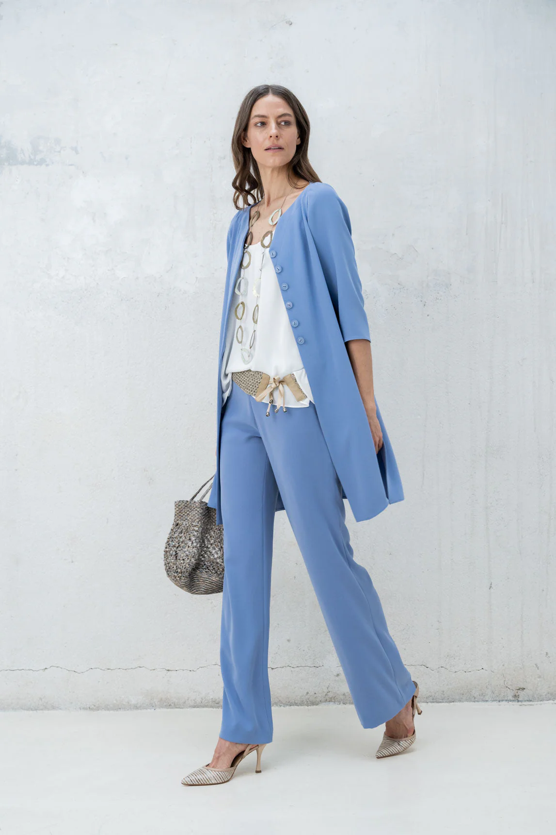 Rivera-spain Pantalón palazzo Nepal azul piedra