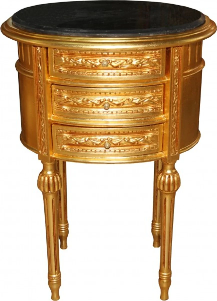 Casa Padrino Baroque Commode gold with marble top H 70 cm, W 52 cm Mod2 - Bedside console