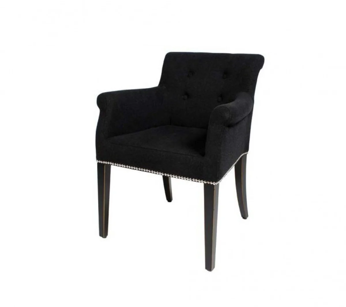 Casa Padrino de lujo silla de comedor con reposabrazos negro - muebles del restaurante