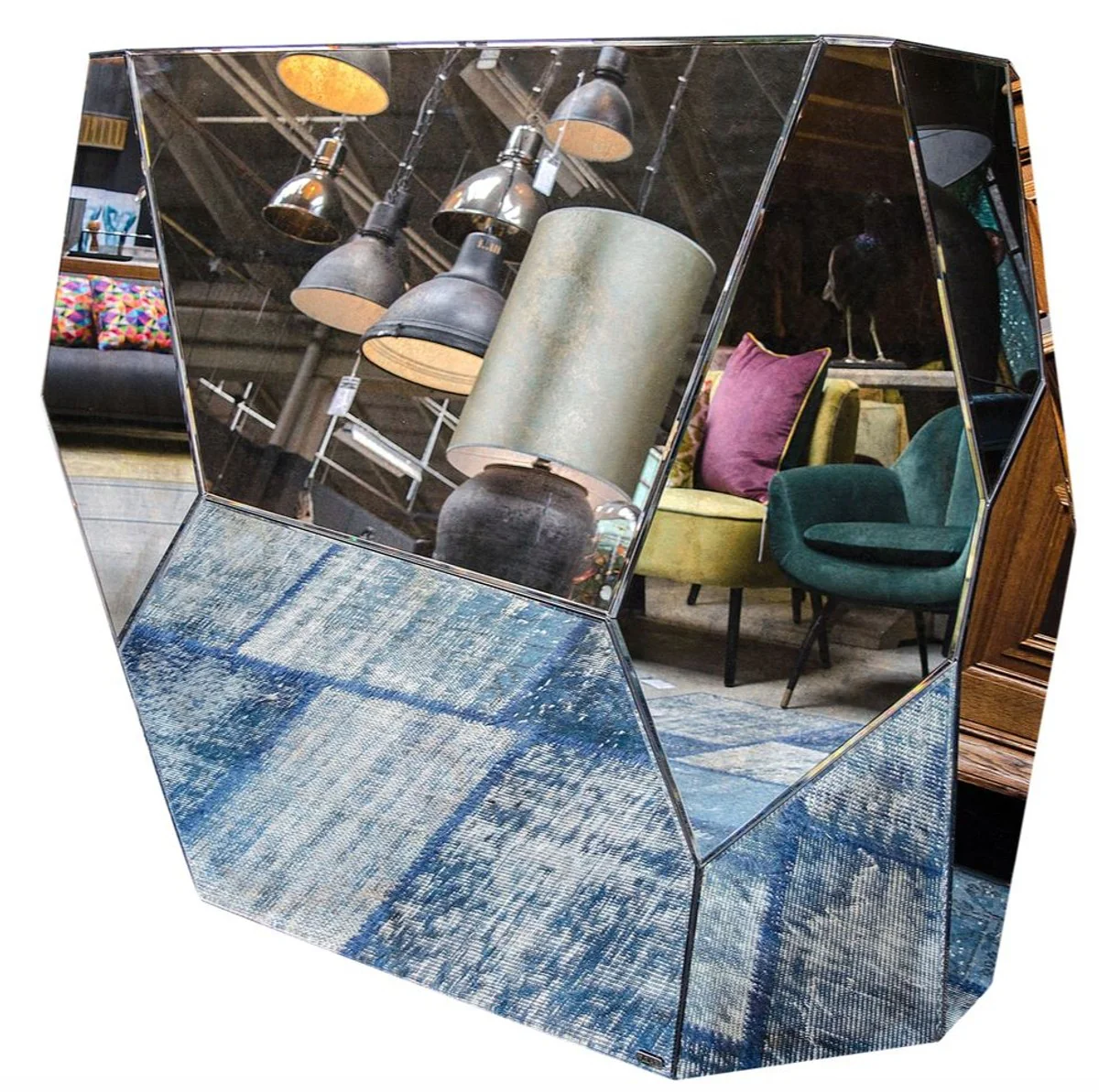 Casa Padrino consola de diseño con espejo antiguo de vidrio 125 x 54 x H. 100 cm - colección de diseño