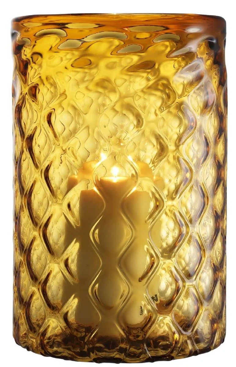 Casa Padrino portavela de vidrio de lujo amarillo Ø 27 x H. 44 cm - Accesorios de Decoración de Hoteles y Restaurantes