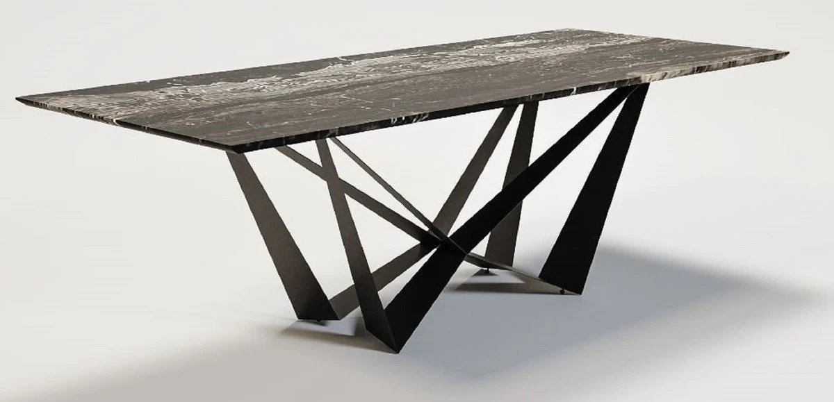 Casa Padrino mesa de comedor de lujo multicolor / negro 240 x 120 x A. 76 cm - Mesa de cocina rectangular con tapa de m¨¢rmol - Muebles de comedor de lujo