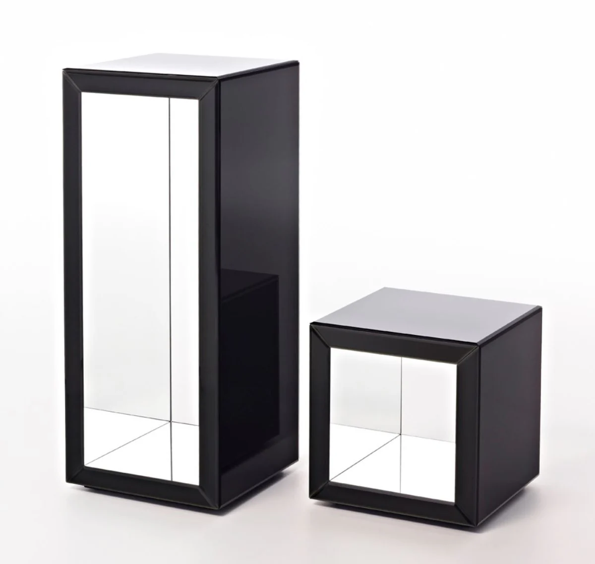 Casa Padrino mesa auxiliar de lujo de la en dise?o de pilar negro 46 x 46 x H. 112 cm - Calidad de Lujo