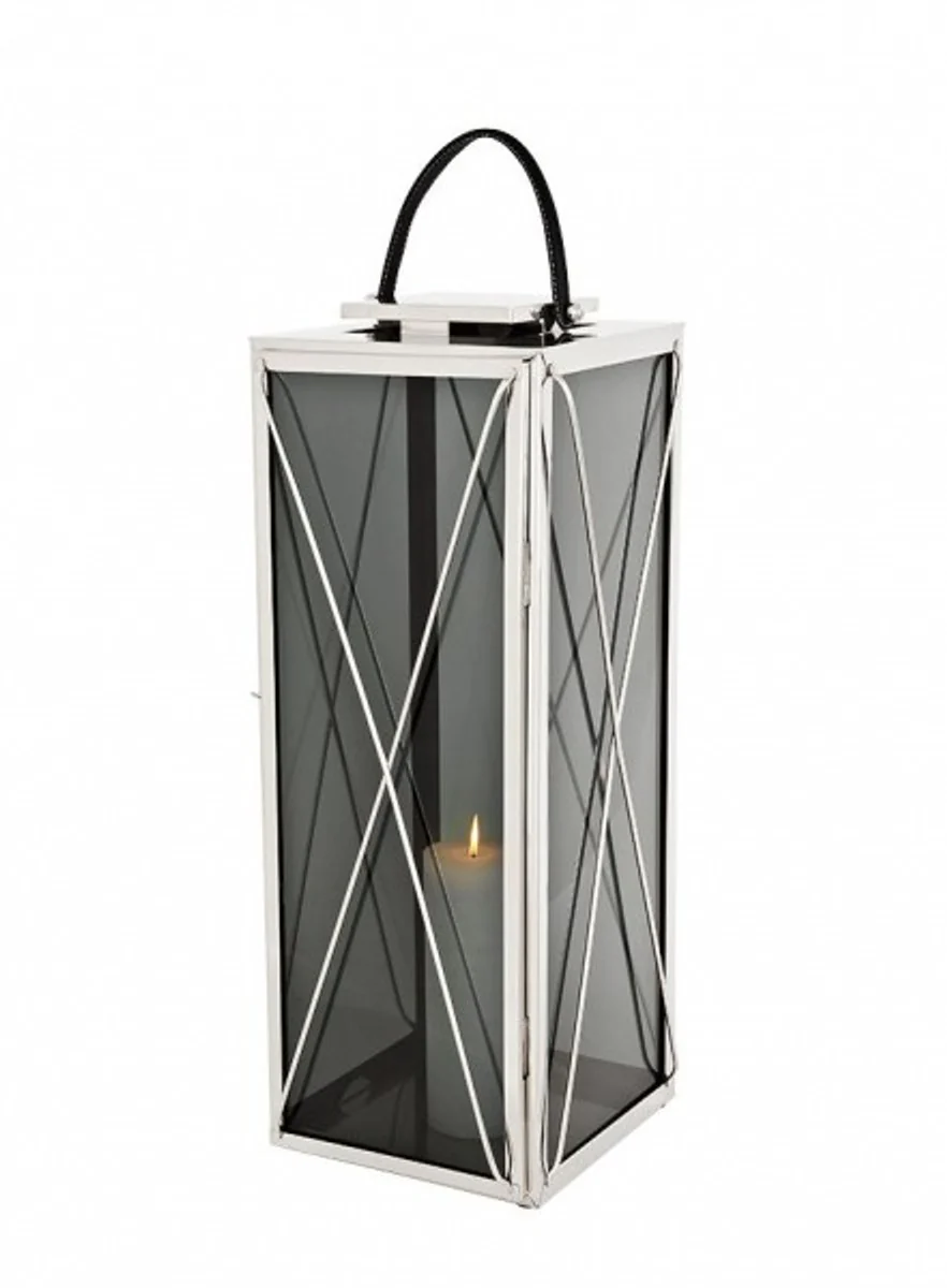 Casa Padrino Designer Deco Lantern Nickel Finish 30 x 30 x H. 83 cm - Luxury Hotel Restaurant Lantern
