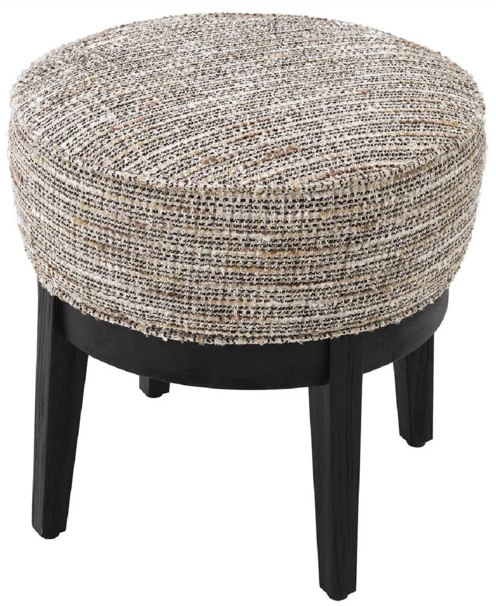 Casa Padrino taburete de lujo beige / negro ? 45,5 x A. 47 cm - Taburete de sal¨®n redondo - Taburete redondo moderno - Muebles de Lujo