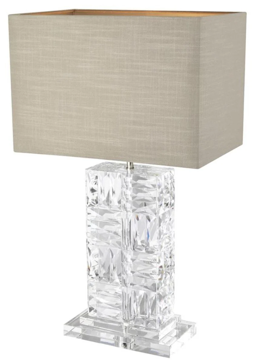 Casa Padrino lámpara de mesa de cristal con pantalla natural 28 x 45 x H. 76,5 cm - Muebles y Accesorios de Lujo