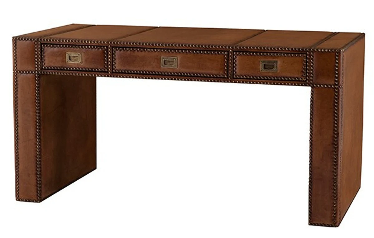 Casa Padrino luxury leather desk / secretary Brown W150 x D72 x H78 cm