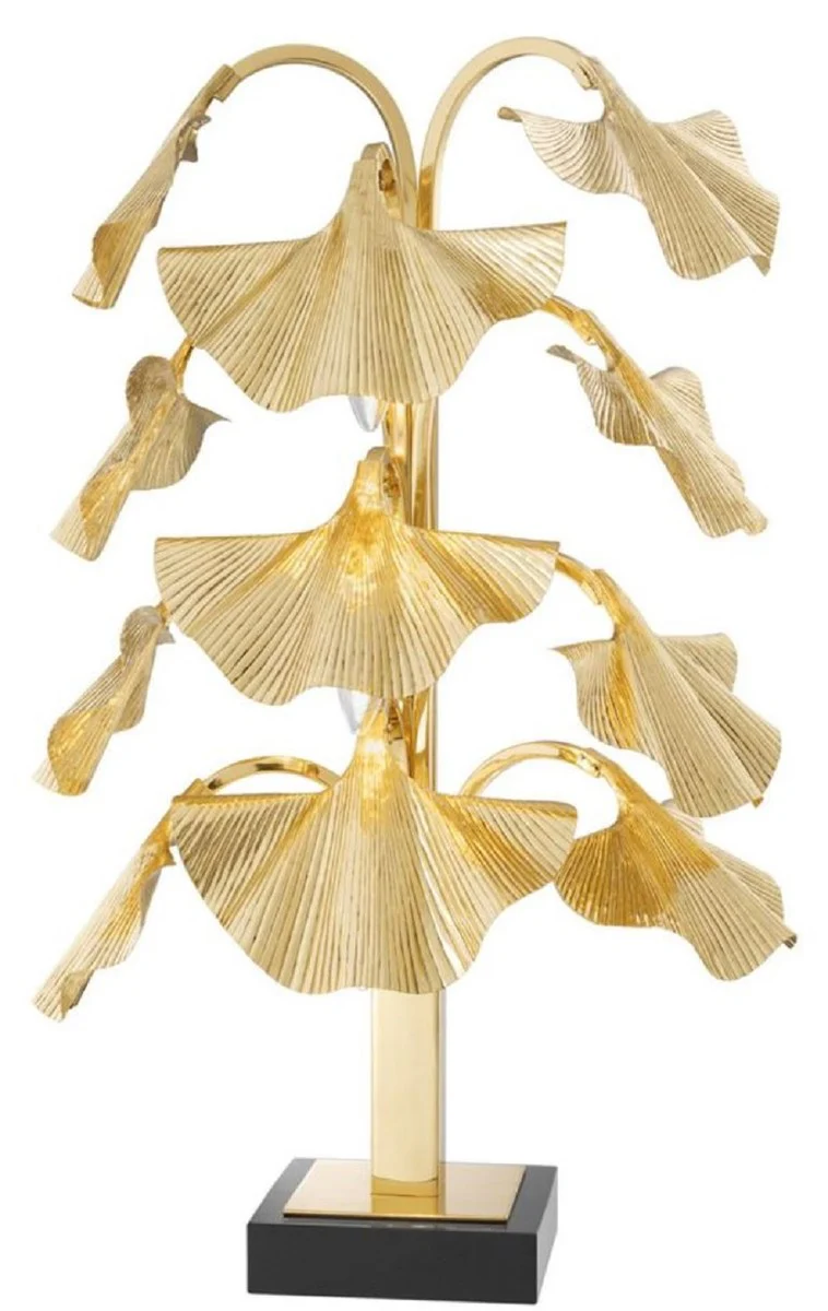 Casa Padrino lámpara de mesa de lujo latón / negro 55 x 38 x H. 88 cm - Lámpara de Diseño con Base de Granito